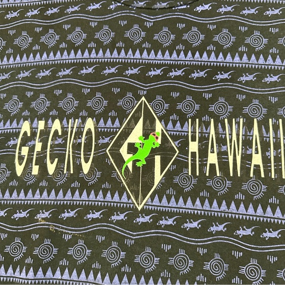 Vintage 90s Gecko Hawaii AOP Surf Shirt Single Stitch USA All Over Print Cool XL - Picture 4 of 5